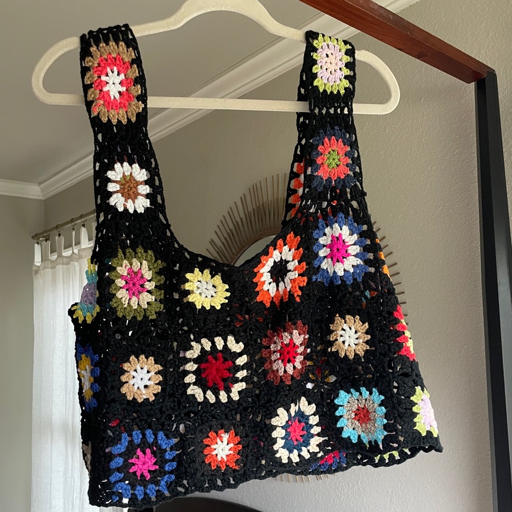 Black crochet cropped tank SHEin Curve size 3XL